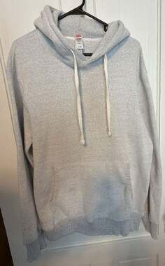 Fleece Factory Hoodie Mens large Gray Pullover Sweater Sweatshirt ^